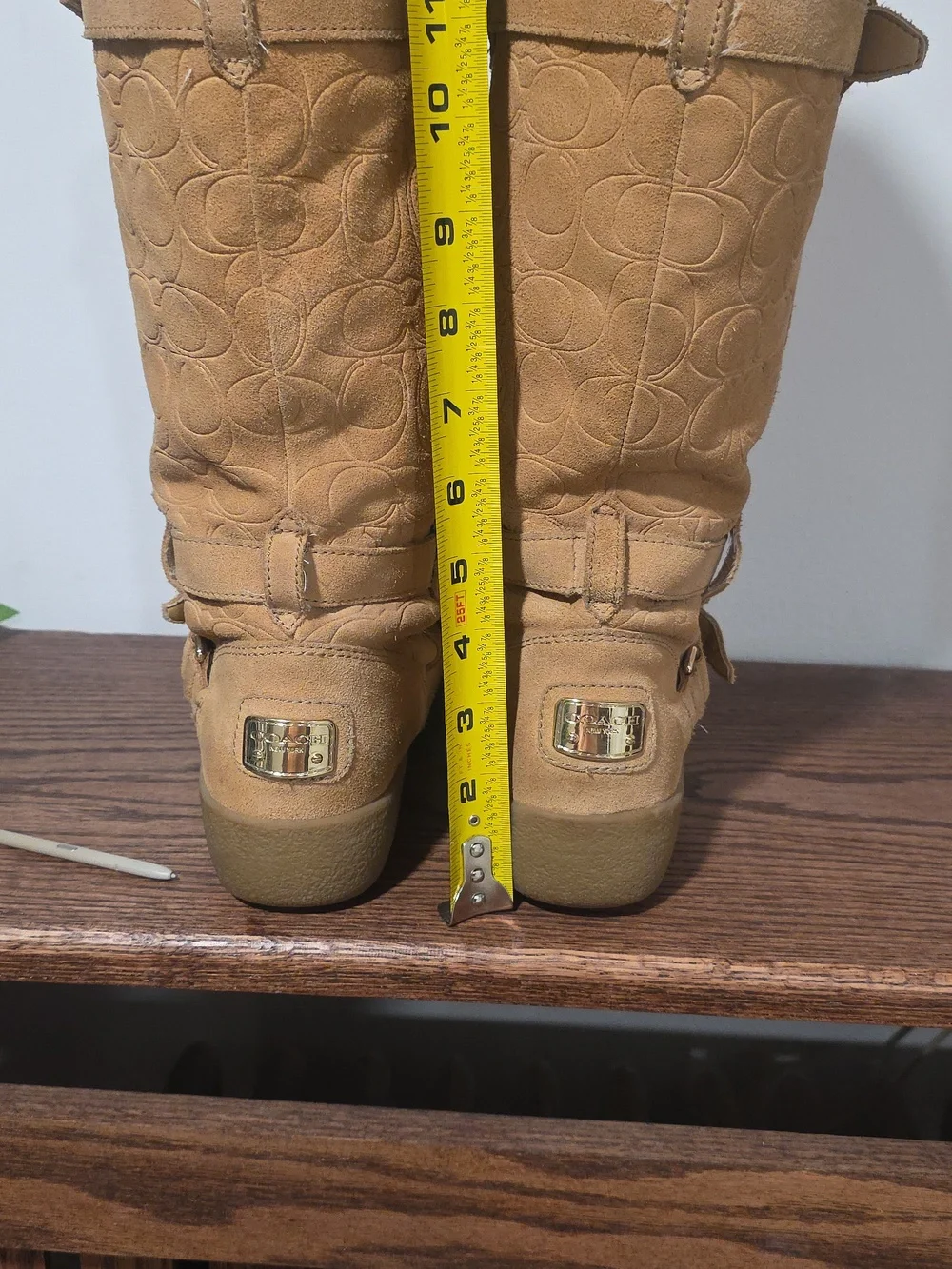 Coach Thelma Tan Embossed Signatue C Pullon Boots Womens 8 - Picture 4 of 10